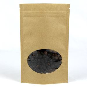 Sawv ntsug ntawm Kraft Daim Ntawv Lub Hnab Nrog Qhov Rais