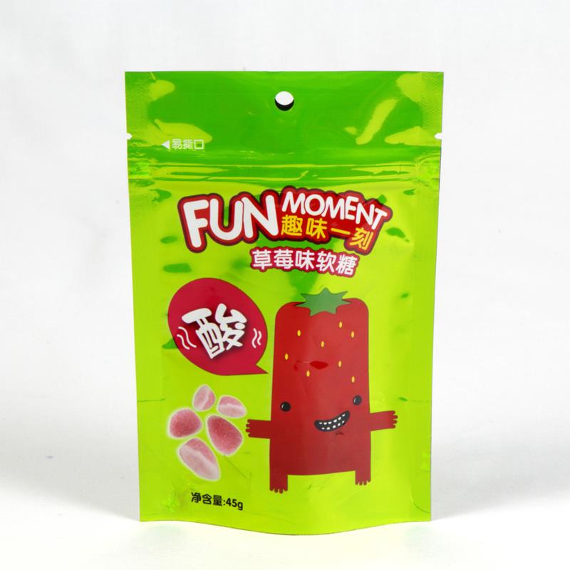 Yas Sawv Ntsig Ziper Khoom Qab Zib Hnav Plastic Stand Up Zipper Candy Bag