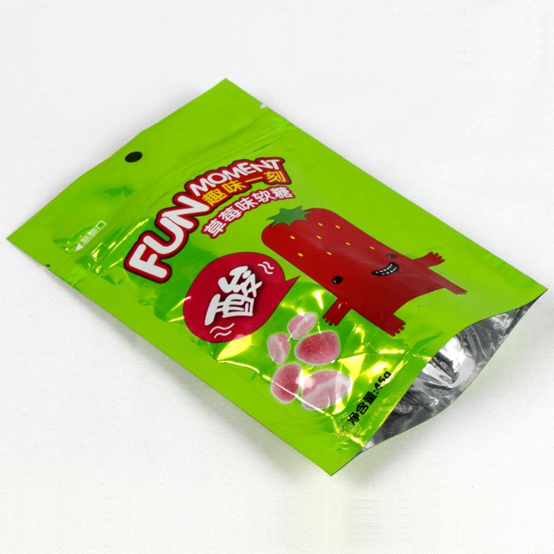 Yas Sawv Ntsig Ziper Khoom Qab Zib Hnav Plastic Stand Up Zipper Candy Bag