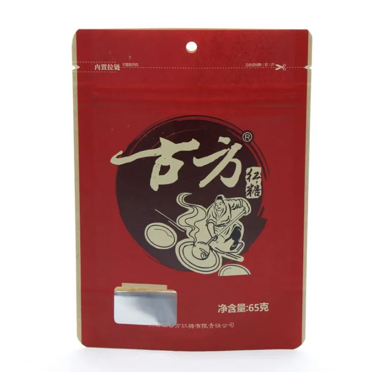 Aluminium Ntawv Nyiaj Sawv ntsug Kraft Khoom Noj Ntim Hnab Nrog Zipper