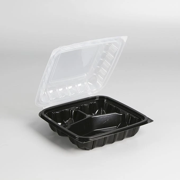 Tshiab tuaj txog Dual Colour Food Grade Plastic Lunch Box Disposable Hinged Lid Takeout Box Deli Food Container For Super Market