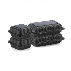 9x6inch Dub Take Away Microwave Safe Bento Box Dub Hinged Khoom noj khoom haus Thawv pov tseg Yas Bento Lunch Box
