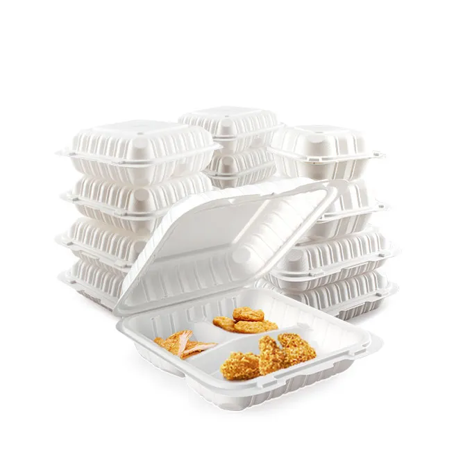 Sturdy Vented 9x9inch 3 Cov Khoom Siv Clamshell Disposable Food Container Yas Takeaway Food Box