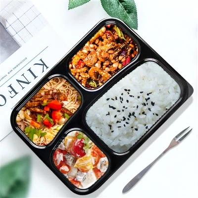 Bento Lunch Box Disposable Black 4 Sib Piv