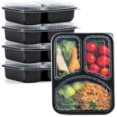 Khoom noj khoom haus Prep Containers Reusable 3 Compartment
